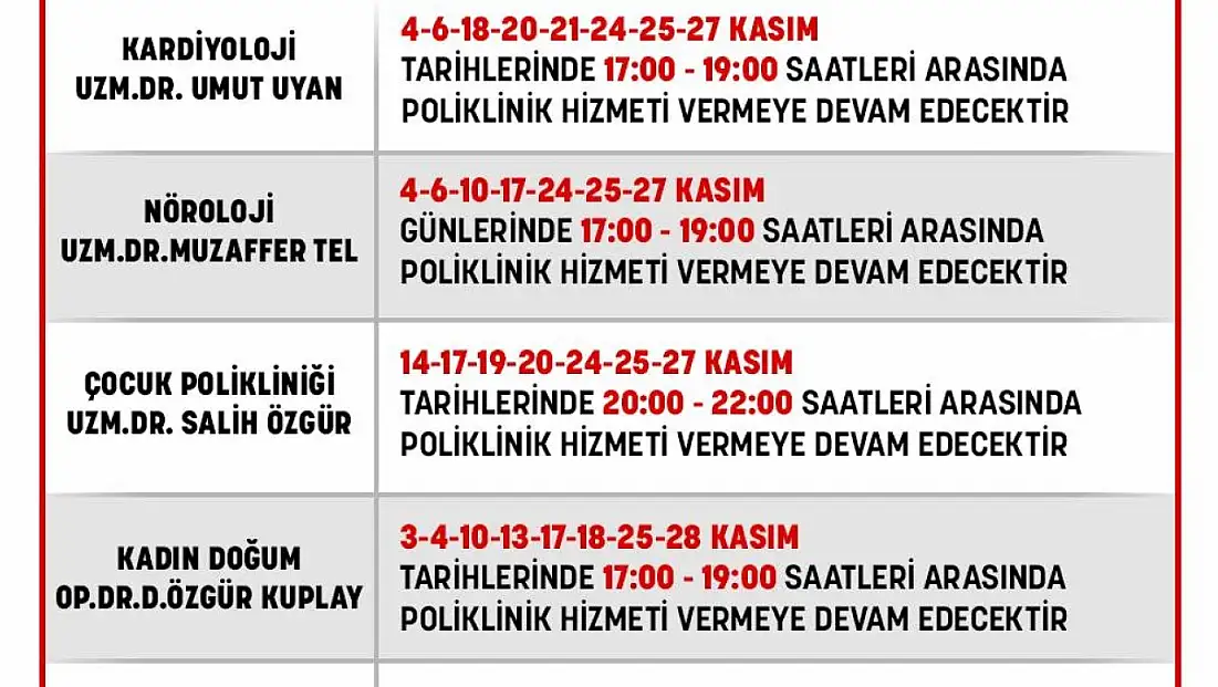 ???? ÖDEMİŞ DEVLET HASTANESİ’NDEN DUYURU