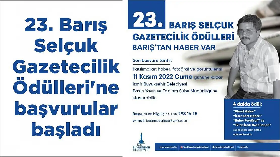 23. Barış Selçuk Gazetecilik Ödülleri'ne başvurular başladı