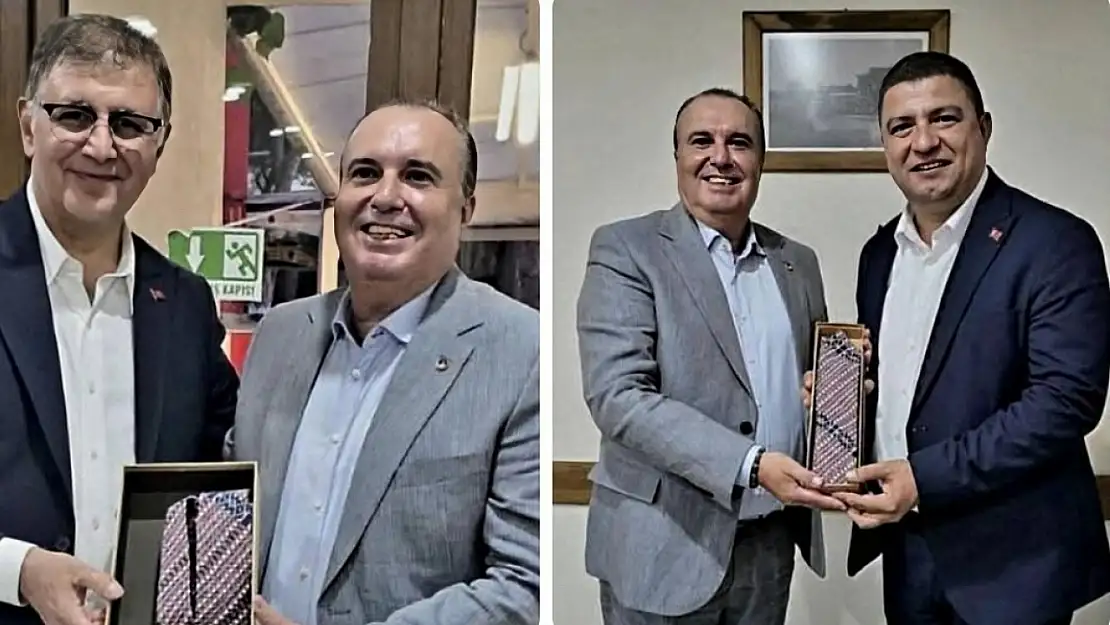 Başkan Tugay ve Başkan Okuroğlu'na Tire İşi Armağan: Beledi Dokuma Kravat