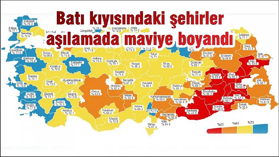 Batı kıyısındaki şehirler aşılamada maviye boyandı