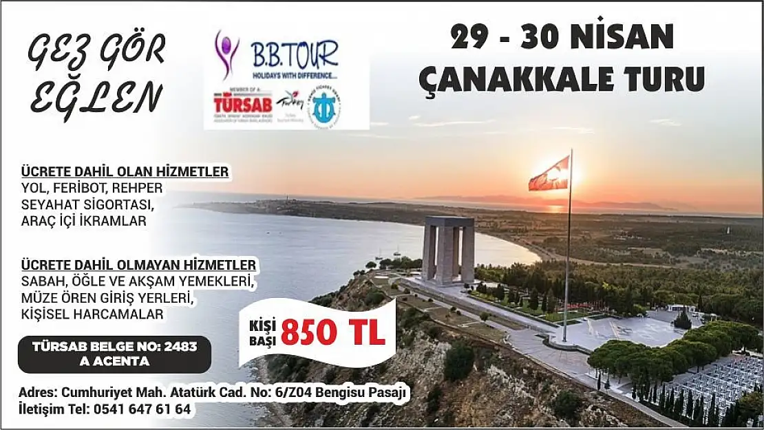 BB TOUR GEZGİNEVİ'NDEN ÇANAKKALE TURU