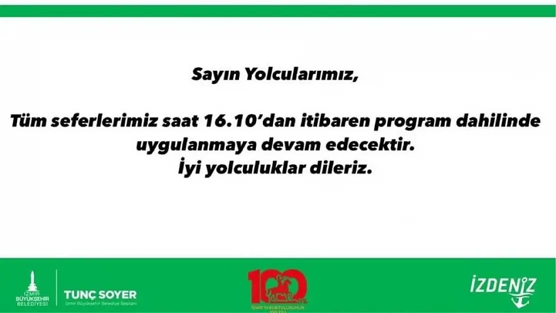 İZMİR’DE DENİZ SEFERLERİ NORMALE DÖNDÜ