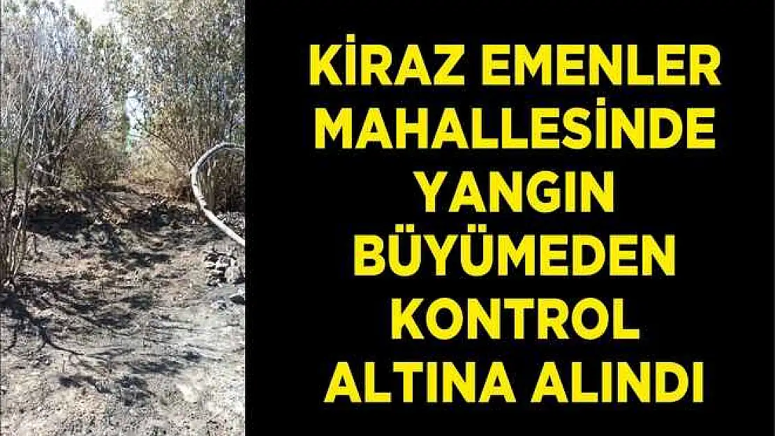 KİRAZ EMENLER MAHALLESİNDE YANGIN BÜYÜMEDEN KONTROL ALTINA ALINDI