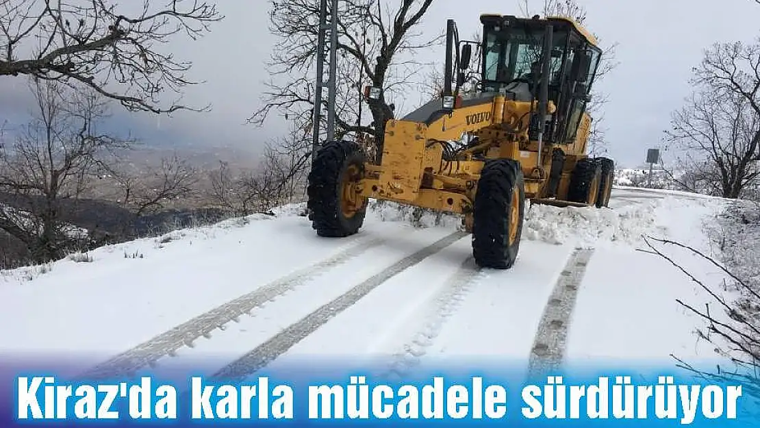 Kiraz'da karla mücadele sürdürüyor