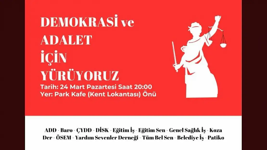 Ödemiş'te 24 Mart Pazartesi Günü 20.00'da  'Adalet Yürüyüşü'Gerçekleşecek