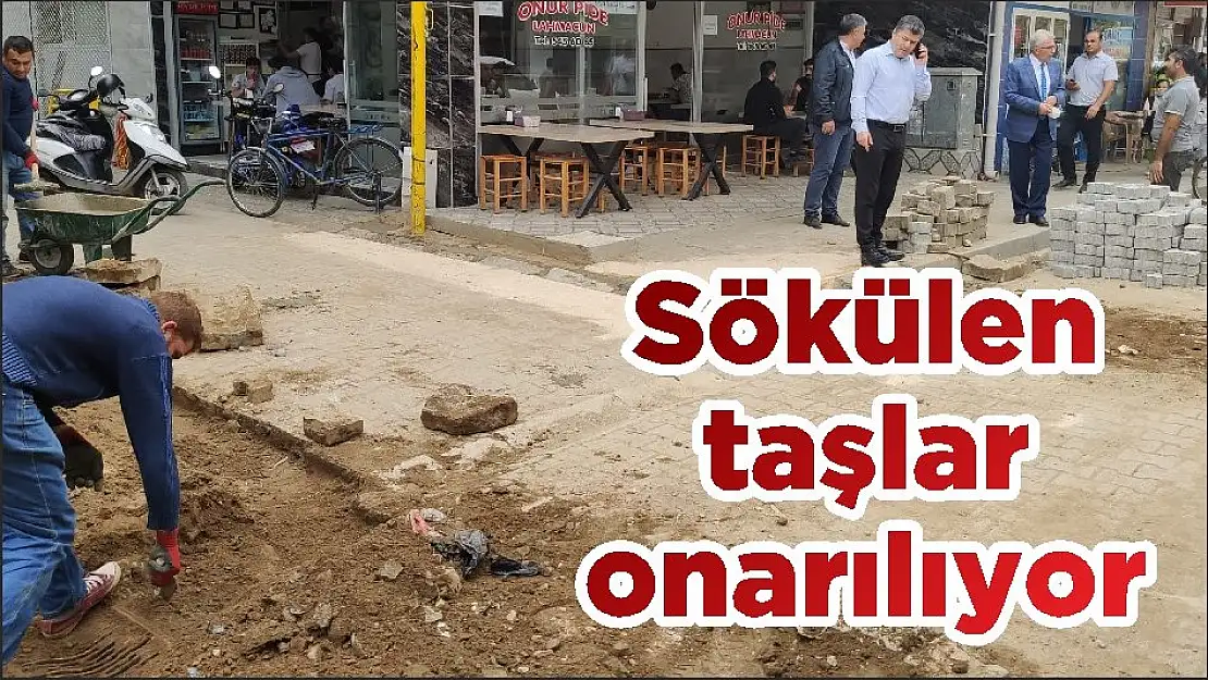 Sökülen taşlar onarılıyor