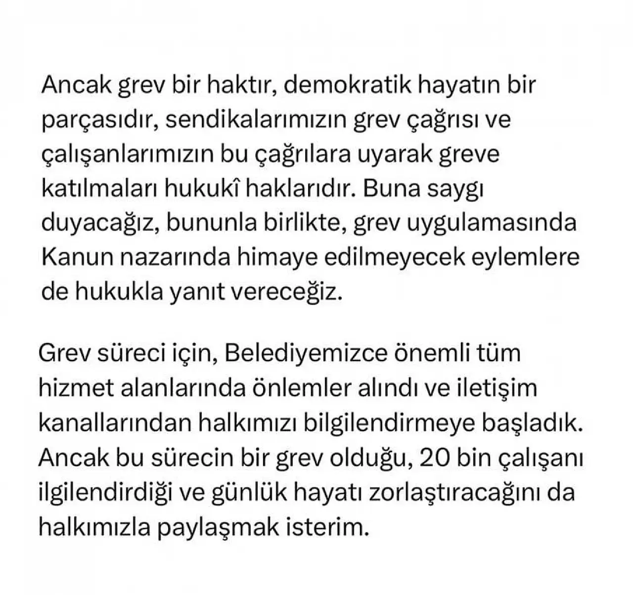İzmir'de Grev Başladı: Başkan Tugay'dan Net Mesajlar