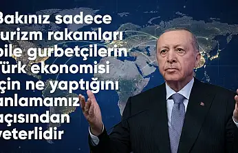 CUMHURBAŞKANI ERDOĞAN: 2024 TURİZM GELİRİNİN 10,3 MİLYAR DOLARI GURBETÇİLERDEN