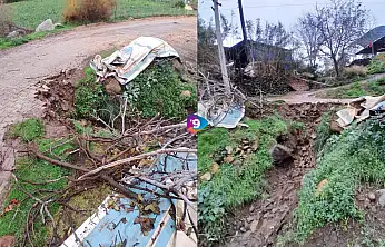 KARABAĞ MAHALLESİ'NDE YOL ÇÖKTÜ, MAHALLE SAKİNLERİ ÇÖZÜM BEKLİYOR