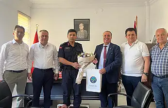 Tire Ticaret Odası'ndan İlçe Jandarma Komutanı Güven'e Hayırlı Olsun Ziyareti