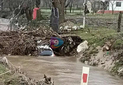 Ödemiş Subatan Yaylası'nda araç dereye uçtu