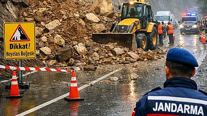 Ödemiş Bozdağ yolunda heyelan meydana geldi