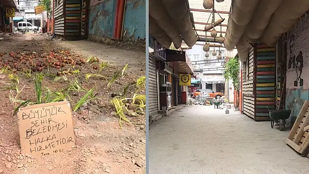 Esnaf yola soğan dikince, 3 günde taşlar döşendi