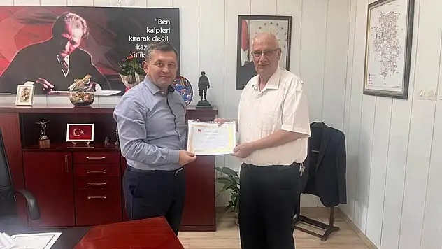 Ödemiş Kaymakamı Erdoğan'dan Şoförler Odası'na Teşekkür Belgesi