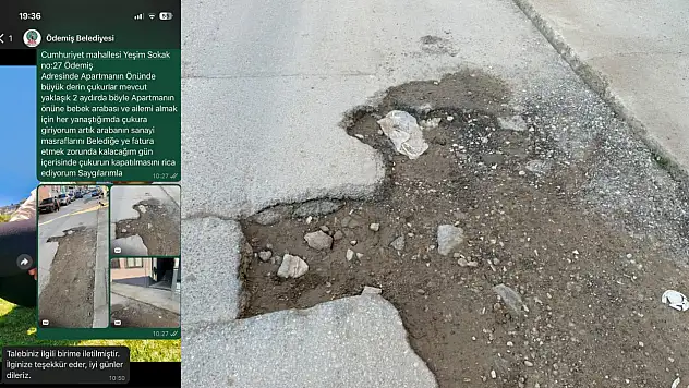 ÖDEMİŞ'TE İDDİAYA GÖRE BELEDİYE İHBARLARA KULAK TIKADI: 2 AYDIR KAPATILMAYAN ÇUKURLAR TEPKİ ÇEKİYOR