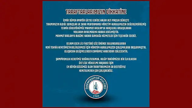 Ödemişspor'da Mahmut Arslan Dönemi Sona Erdi: Yeni Teknik Direktör Arayışları Başladı