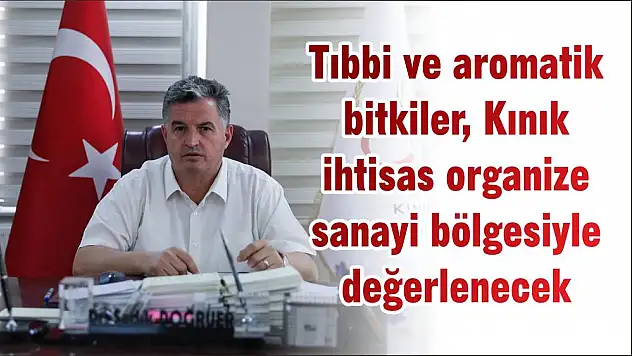 Tıbbi ve aromatik bitkiler, Kınık ihtisas organize sanayi bölgesiyle değerlenecek