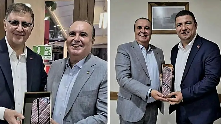 Başkan Tugay ve Başkan Okuroğlu'na Tire İşi Armağan: Beledi Dokuma Kravat