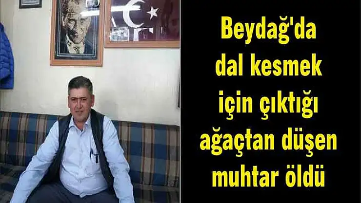 Beydağ'da dal kesmek için çıktığı ağaçtan düşen muhtar öldü