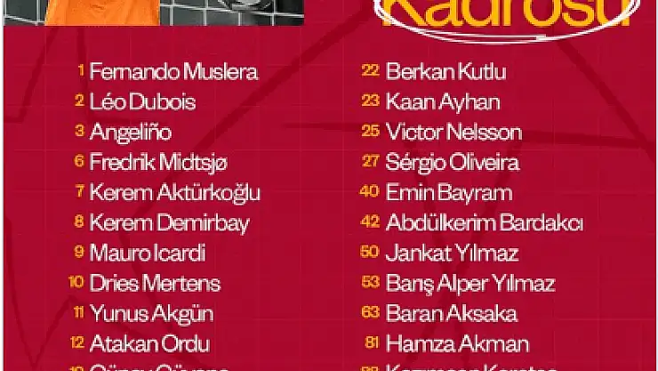 Galatasaray kamp kadrosu açıklandı Zaha,Torreira ve Ziyech yok