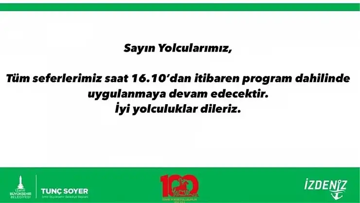 İZMİR’DE DENİZ SEFERLERİ NORMALE DÖNDÜ