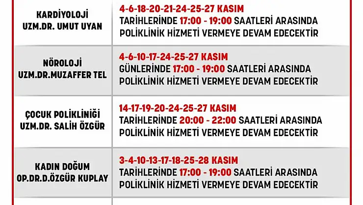 ???? ÖDEMİŞ DEVLET HASTANESİ'NDEN DUYURU