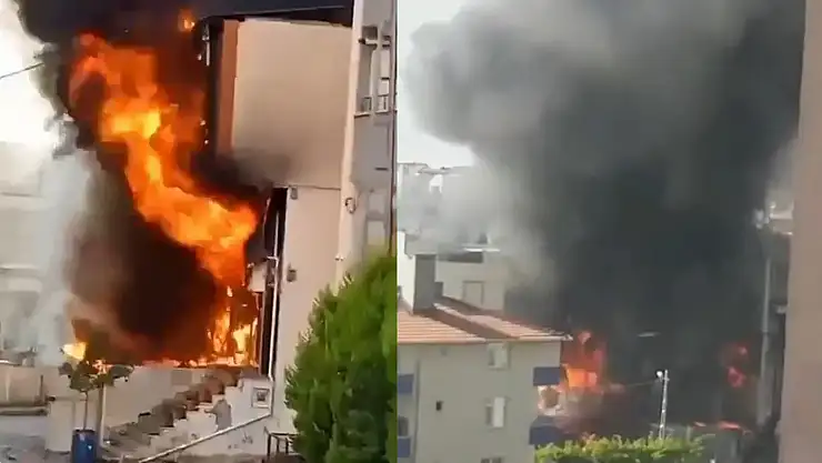 Tekstil atölyesi cayır cayır tutuştu