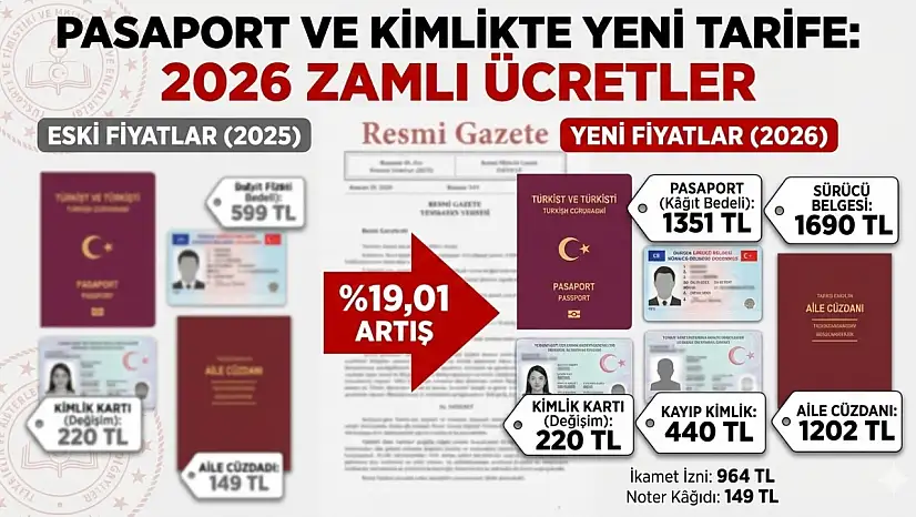 PASAPORT VE KİMLİKTE YENİ TARİFE