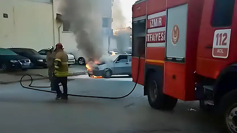 ALEV ALEV YANAN OTOMOBİL KORKU YARATTI