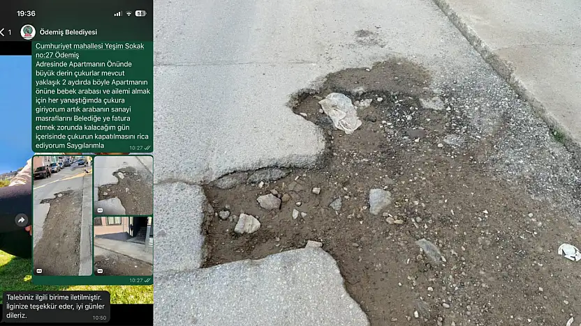 ÖDEMİŞ'TE İDDİAYA GÖRE BELEDİYE İHBARLARA KULAK TIKADI: 2 AYDIR KAPATILMAYAN ÇUKURLAR TEPKİ ÇEKİYOR