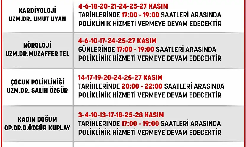 ???? ÖDEMİŞ DEVLET HASTANESİ'NDEN DUYURU